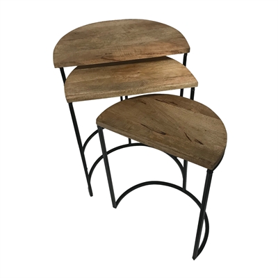 Set of 3 UPCYCLED Half Round Tables 